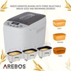 Arebos 1500g broodbakmachine met 15 programma's, Met timer, 1200 tot 1600 gram deeg, Warmhoudfunctie, Zo goed als nieuw