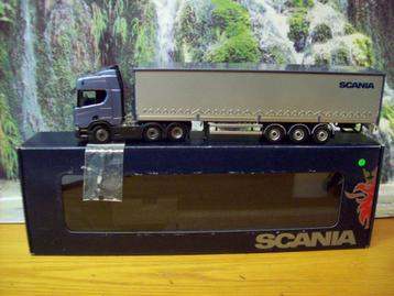 Tekno - Scania R 500  met Schuifzeilentrailer Scania in doos beschikbaar voor biedingen