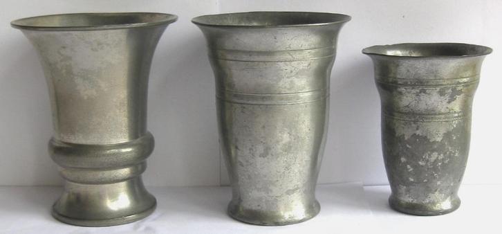 Tinnen Vaasjes (3x)  €3 p/stuk, Antiek en Kunst, Antiek | Tin, Ophalen of Verzenden
