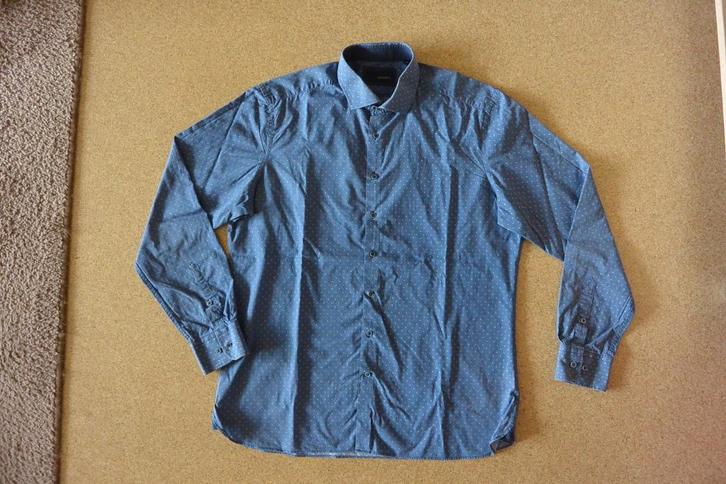 Soci3ty overhemd 44 lichtblauw met wit patroontje, Kleding | Heren, Overhemden, Gedragen, Halswijdte 43/44 (XL), Blauw, Ophalen of Verzenden