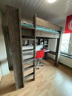Greywash steigerhouten hoogslaper, Ophalen, Hoogslaper, 140 cm, Zo goed als nieuw