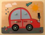Houten inlegpuzzel auto - met noppen, Gebruikt, Ophalen of Verzenden, Van hout, Minder dan 10 stukjes