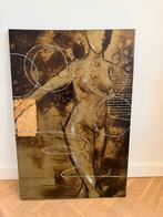 Abstract Schilderij met Gouden Accenten, Ophalen of Verzenden