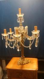 Gave antieke bronzen kristallen tafel lamp, Ophalen of Verzenden