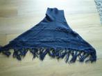 Donkerblauwe blauw blauwe omslagdoek poncho met col en kabel, Ophalen of Verzenden, Zo goed als nieuw, Maat 46/48 (XL) of groter