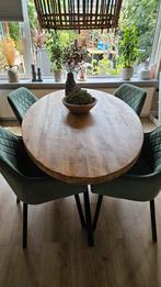 Ovale mangohouten eettafel 160x90, Huis en Inrichting, Tafels | Eettafels, Ophalen, 50 tot 100 cm, Zo goed als nieuw, Metaal