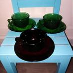 3 Arcoroc Sierra kop en schotels: 2x groen, 1x rood, Verzamelen, Retro, Ophalen, Huis en Inrichting