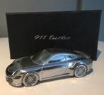 Porsche 911 (991) turbo lmtd  chroom aluminium paperweight, Hobby en Vrije tijd, Modelauto's | 1:43, Ophalen of Verzenden, Auto