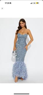 Prachtige lange blauwe feestjurk, Kleding | Dames, Jurken, Ophalen of Verzenden, Zo goed als nieuw, Blauw, Onder de knie