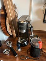 Delonghi Dedica Espressomachine + Bonenmaler en Opschuimkan, Espresso apparaat, Koffiebonen, Ophalen of Verzenden, Zo goed als nieuw