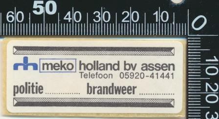 Sticker: Meko Holland - Assen, Verzamelen, Stickers, Zo goed als nieuw, Bedrijf of Vereniging, Ophalen of Verzenden
