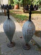 Set grote riete/ijzeren kandelaars, Ophalen of Verzenden, Zo goed als nieuw, Metaal, 50 tot 75 cm
