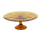 Art Deco Amber Taartschaal Gebak Schaal Depression Glass 27c, Ophalen of Verzenden
