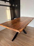 Industriële Mangohouten Eettafel – 200x100 cm Massief hout, Ophalen, 200 cm of meer, 50 tot 100 cm, Zo goed als nieuw