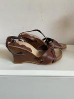 Sandalen met sleehak’ Hedgren,maat 39, Bruin, Zo goed als nieuw, Hedgren, Sandalen of Muiltjes