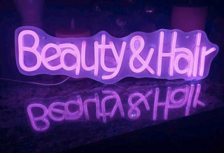 Pink LED-neonbord "Beauty & Hair" Americana Style., Sieraden, Tassen en Uiterlijk, Uiterlijk | Cosmetica en Make-up, Nieuw, Handen en Nagels