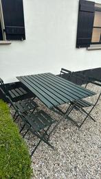 Bistro houten Tuinset met Tafel en 6 Stoelen, Tuin en Terras, Tuinsets en Loungesets, 4 zitplaatsen, Gebruikt, Eettafel, Ophalen of Verzenden