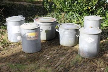 Brocante - Vijf zalige zinken bakken! beschikbaar voor biedingen