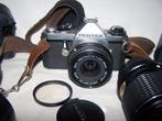 Prachtige set Pentax ME met Rikenon lens +flitser. Izgs., Ophalen of Verzenden, Zo goed als nieuw, Spiegelreflex, Pentax