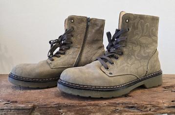 Bullboxer suede enkellaarsjes groen/grijs met print maat 41 beschikbaar voor biedingen
