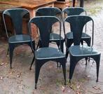 Zwarte metalen stoelen eetkamerstoelen industrieel, Huis en Inrichting, Stoelen, Ophalen, Eén