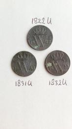 1/2 cent (halve cent) 1822U-1831U-1832U, Ophalen of Verzenden, Koning Willem I, Overige waardes, Setje
