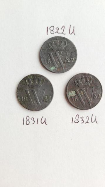 1/2 cent (halve cent) 1822U-1831U-1832U beschikbaar voor biedingen