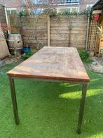 Eettafel hout met RVS, Huis en Inrichting, Tafels | Eettafels, Ophalen, Gebruikt, Vijf personen of meer, Rechthoekig