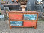 Kleurrijk tv meubel, sidetable, console gemaakt van sloophou, Ophalen, Zo goed als nieuw, 25 tot 50 cm, Minder dan 100 cm