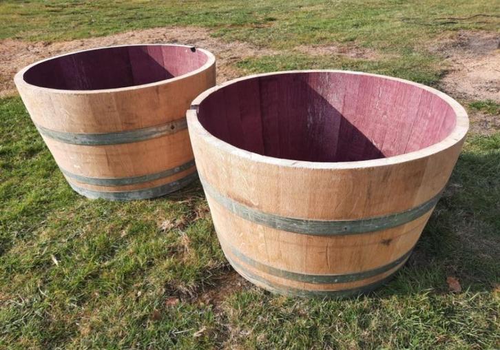 houten bloembakken uit eigen zagerij kuip bloembak eiken, Tuin en Terras, Bloembakken en Plantenbakken, Nieuw, Hout, 30 tot 60 cm