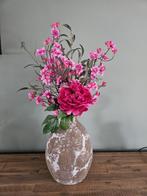 Prachtige vaas, incl groene en roze takken en bloemen, Huis en Inrichting, Ophalen, Overige kleuren, Aardewerk of Porselein, Zo goed als nieuw