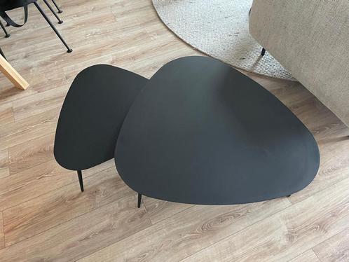 Set van 2 design salontafels – zwart, organisch, modern, Huis en Inrichting, Tafels | Salontafels, Zo goed als nieuw, Minder dan 50 cm