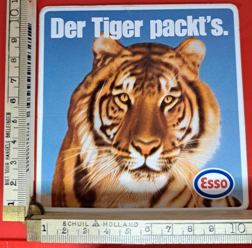 Vintage Duitse sticker,Esso olie tijger der tiger packt's, Verzamelen, Stickers, Zo goed als nieuw, Ophalen of Verzenden