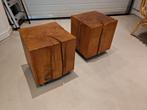 Twee massief eikenhouten blokken op wieltjes, Ophalen, Zo goed als nieuw, Rechthoekig, Hout
