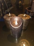 Ledkaarsen set - brons en rosegoud eric kuster stijl, Nieuw, Ophalen of Verzenden, Kaars, Minder dan 25 cm