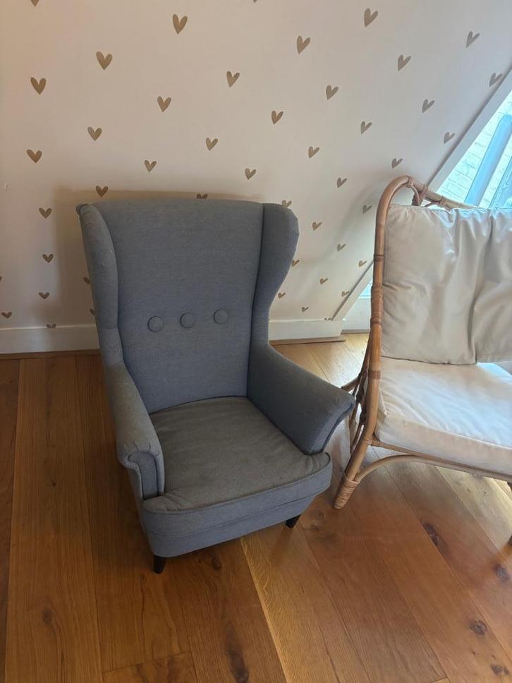 IKEA Strandmon Kinderfauteuil Grijs, Huis en Inrichting, Fauteuils, Zo goed als nieuw, Minder dan 50 cm, Ophalen