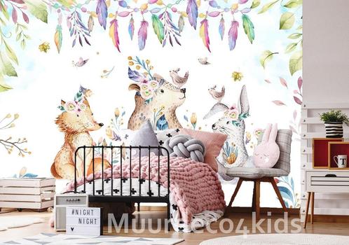 Aquarel vlies behang, babykamer, Dieren Party, Aanbieding!, Kinderen en Baby's, Kinderkamer | Inrichting en Decoratie, Nieuw, Wanddecoratie
