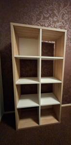 Vakkenkast houtkleur met witte inzet - gebruikt, Ophalen, Met plank(en), Gebruikt, 100 tot 150 cm