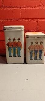 Vintage STEREO beschuitblikken vierkante beschuitbussen., Verzamelen, Blikken, Ophalen of Verzenden, Gebruikt, Beschuit, Overige merken