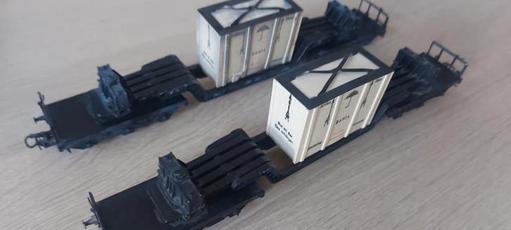 2 Märklin DB kuilwagens met Bahiakisten artnr 4618, Hobby en Vrije tijd, Modeltreinen | H0, Zo goed als nieuw, Wagon, Wisselstroom