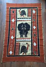 Kleed Sadza Batik Zimbabwe met olifant en parelhoenders., Ophalen of Verzenden