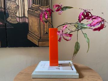 Retro Oranje Rechthoekige Acryl Vaas Strak Design Jaren 70 beschikbaar voor biedingen