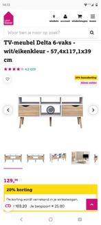 Nieuw Tv meubel delta 6 vaks wit/eiken, Huis en Inrichting, Kasten | Dressoirs, Ophalen, Nieuw