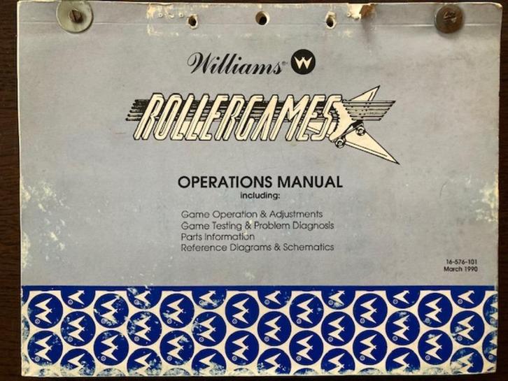 WILLIAMS ROLLERGAMES OPERATIONS MANUAL, Verzamelen, Automaten | Flipperkasten, Zo goed als nieuw, Elektronisch, Flipperkast, Williams