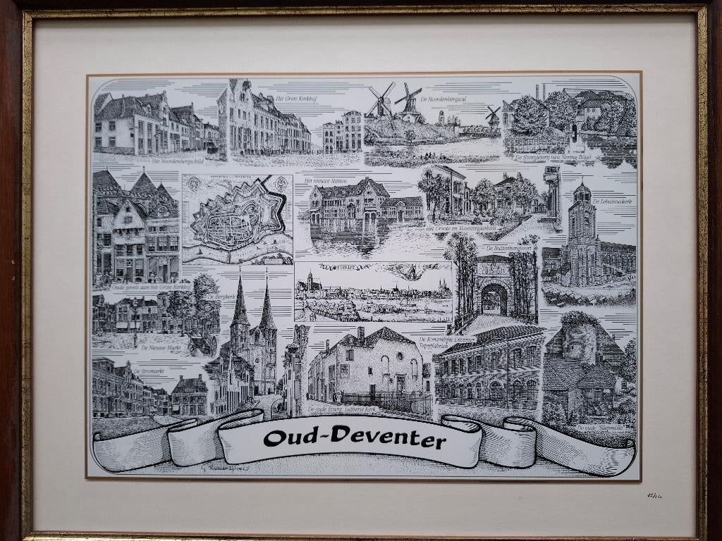 Glasgravure Oud Deventer, Ophalen of Verzenden