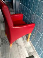 6 hele mooie rode leren stoelen, Huis en Inrichting, Stoelen, Ophalen, Eetkamer stoel, Hout, Zo goed als nieuw