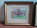 Boerderij - pastel krijttekening inclusief lijst, Antiek en Kunst, Ophalen