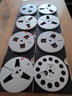 8 aluminium bandrecorderbanden met opbergboxen, Audio, Tv en Foto, Bandrecorders, Ophalen, Onderdeel