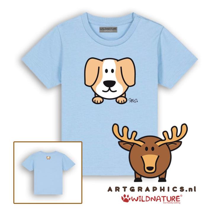 WILDNATURE Baby T-Shirt-HOND-BIOKATOEN 6 t/m 36 maanden, Kinderen en Baby's, Babykleding | Baby-kledingpakketten, Nieuw, Verzenden
