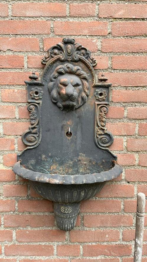 Brocante - Gietijzeren Leeuwenkop fontein - zonder kraan, Tuin en Terras, Waterpartijen en Fonteinen, Gebruikt, Fontein, Gietijzer